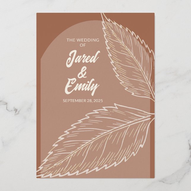 En Aluminium Invitation du Mariage Brown Mocha Foil (Recto)