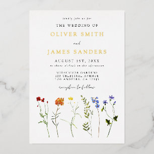 En Aluminium Invitation du Mariage Gay pride floral