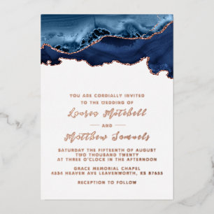 En Aluminium Invitation du Mariage Rose d'or bleu marine