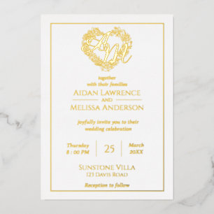 En Aluminium Invitation Elegant White et Gold Mariage Foil