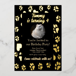 En Aluminium Invitation élégante d'anniversaire pour animal de