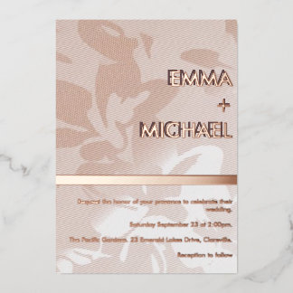 En Aluminium Invitation élégante moderne avec feuille d'or rose
