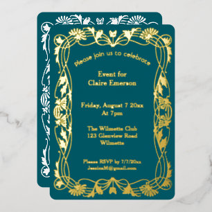 En Aluminium Invitation feuille d'or Art Nouveau Élégant Vint