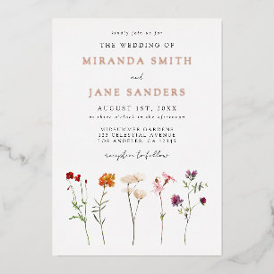 En Aluminium Invitation florale Lesbian Mariage Foil
