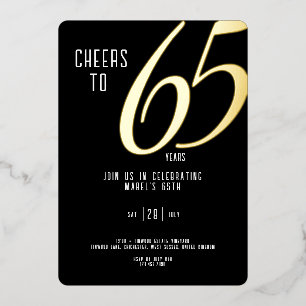 En Aluminium Invitation Foil 65e anniversaire sur Black