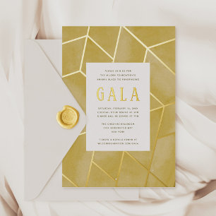 En Aluminium Invitation Gala Géométrique Jaune Gold Foil