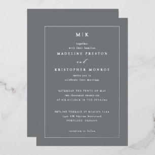 En Aluminium Invitation Géométrique Grise Élégante