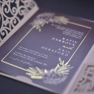 En Aluminium Invitation Gold et Burgundy Peony