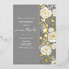 En Aluminium Invitation Gray Quinceañera Foil