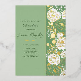 En Aluminium Invitation Green Quinceañera Foil
