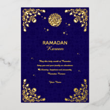 Invitation islamique Ramadan Kareem à feuille d'or