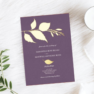 En Aluminium Invitation minimaliste Elegant Purple Mariage Foil