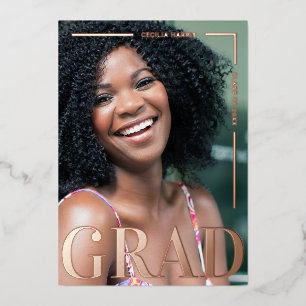 En Aluminium Invitation moderne Gras Rose Gold Grad Foil