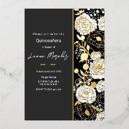 En Aluminium Invitation noire Quinceañera Foil