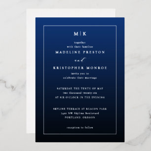 En Aluminium Invitation officielle élégante bleu marine