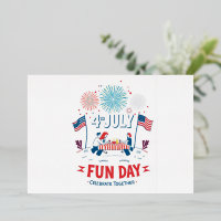 Invitation pour le 4 juillet de style dessin animé