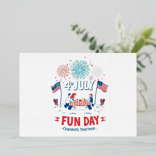 En Aluminium Invitation pour le 4 juillet de style dessin animé