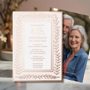 En Aluminium Invitation pour les 40 ans de mariage Rose botaniq