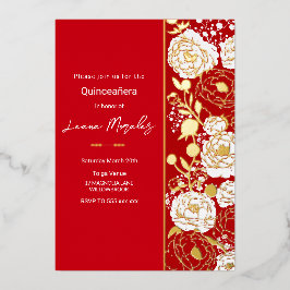 En Aluminium Invitation Red Quinceañera Foil