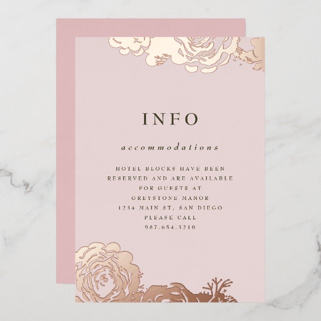 En Aluminium Invitation rose Gold Blooms (Recto/Verso)