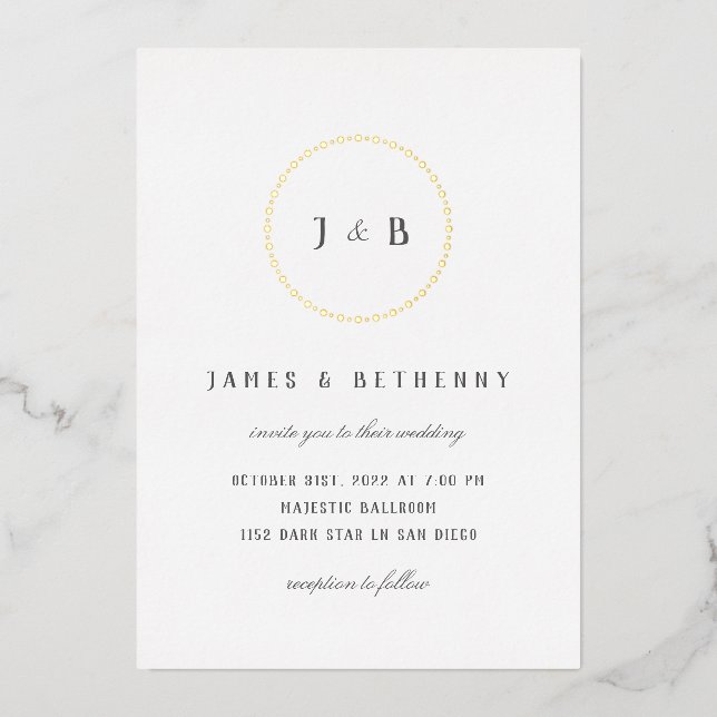 En Aluminium Invitation simple Art Déco Wreath Foil (Recto)