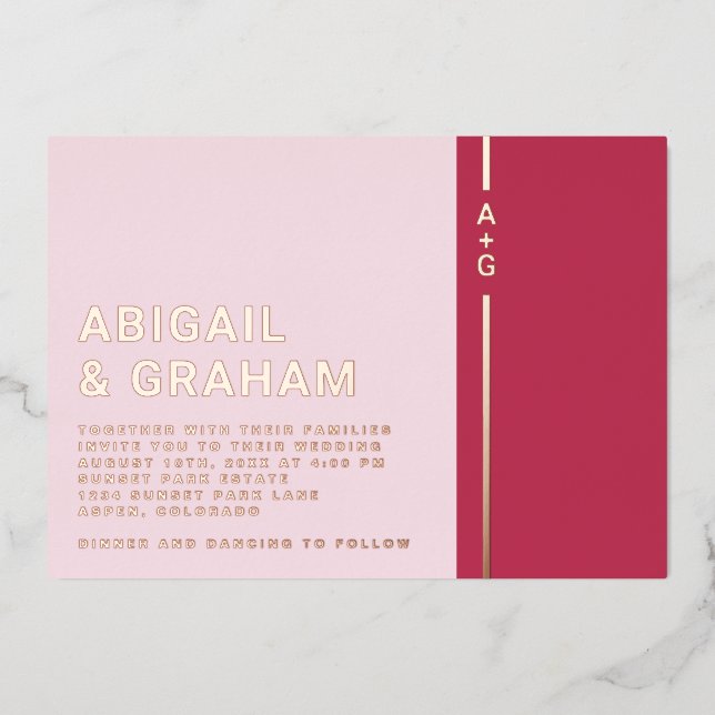 En Aluminium Invitation simple Mariage moderne Foil (Recto)