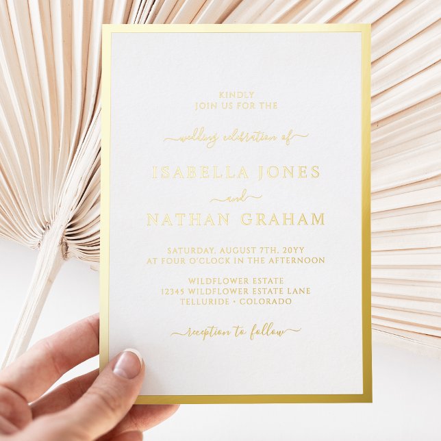 En Aluminium Invitation simple Mariage or Foil (Simple Minimalist Gold Wedding Foil Invitation by Painted Paperie
)