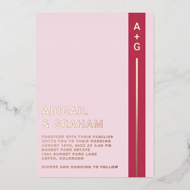 En Aluminium Invitation simple moderne Mariage Foil (Recto)