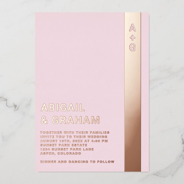 En Aluminium Invitation simple Monogramme Mariage Foil (Recto)