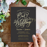 Jour Spécial VRAI FOIL Invitation de Mariage Éléga