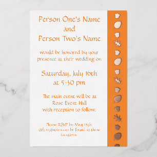 En Aluminium Leaves d'automne sur Orange Foil Invitation