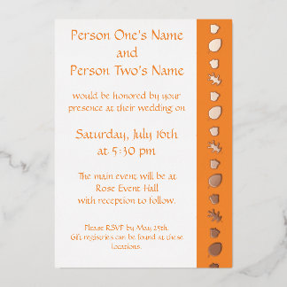 En Aluminium Leaves d'automne sur Orange Foil Invitation