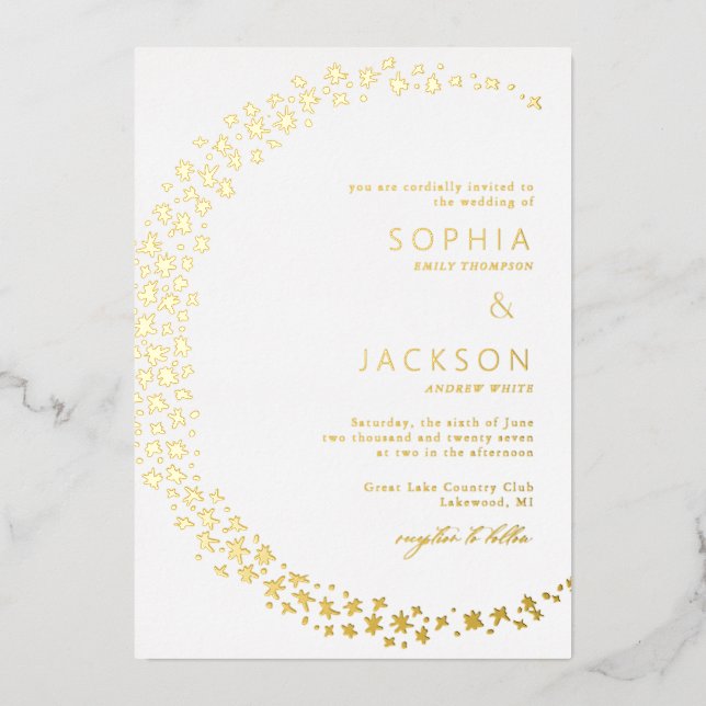 En Aluminium Lune des étoiles Mariage blanc Foil Invitation (Recto)