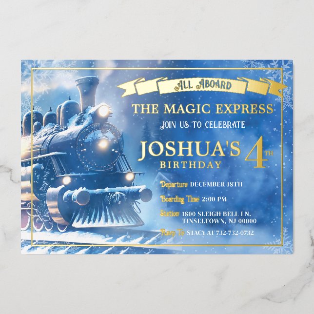 En Aluminium Magic Train Invitation Anniversaire (Recto)