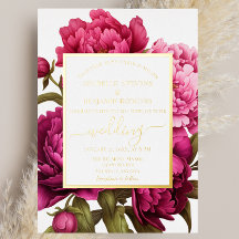 Magnifique Invitation de Mariage Florale aux Pivoi