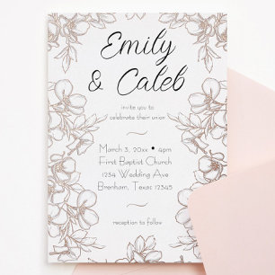 En Aluminium Mariage  de cadre Floral Rose Gold Foil Invitation