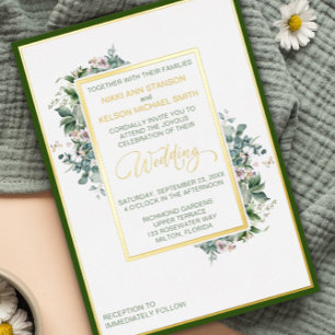 En Aluminium Mariage de jardin Elegant Foil Invitation