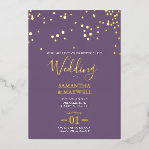 En Aluminium Mariage de typographie violet Invitation Foil