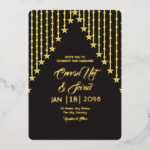 En Aluminium Mariage Gold et Black Invitation Gold Foil