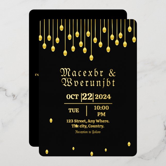 En Aluminium Mariage Luxe Invitation Gold Foil Modèle (Recto/Verso)