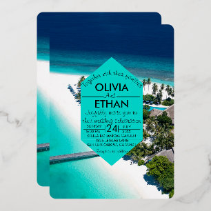 En Aluminium Marine nature mer île Mariage Foil Invitation