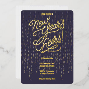 En Aluminium Minuit Nouvel An Salue Foil Invitation