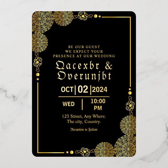 En Aluminium Modèle Gold Foil Invitation de luxe (Recto)