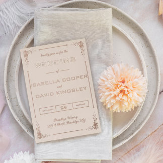 En Aluminium Modern Deco Cream and Gold I Foil Invitation