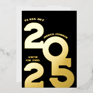 EN ALUMINIUM MODERNE GOLD GRAD PARTY FOIL INVITATION