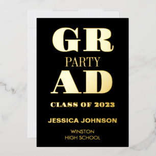 EN ALUMINIUM MODERNE GRAD PARTY FOIL INVITATION