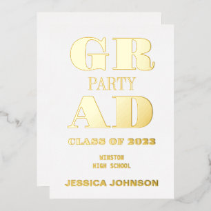EN ALUMINIUM MODERNE GRAD PARTY FOIL INVITATION