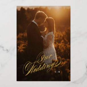 En Aluminium Notre Mariage Photo Foil Wedding Invitation