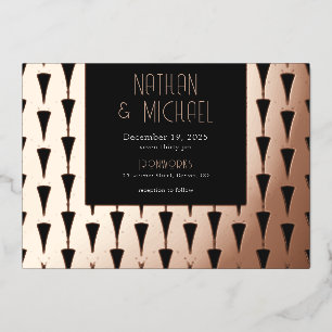 En Aluminium Nouveau Art Déco Rose Foil Invitation