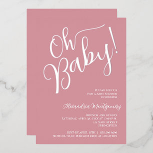 En Aluminium Oh Bébé ! Invitation Rose pour Baby Shower Fille